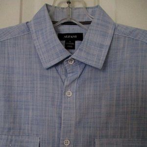 Macy's Alfani Mens L/S Blue Cotton Casual Shirt NWOT - Size 15/31-32 or Small